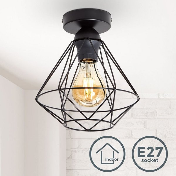 B.K.Licht LED Deckenleuchte Retro Deckenlampe Draht 1-flammig max. 40 Watt - BKL1234, ohne Leuchtmittel, 3000K - Warmweiß