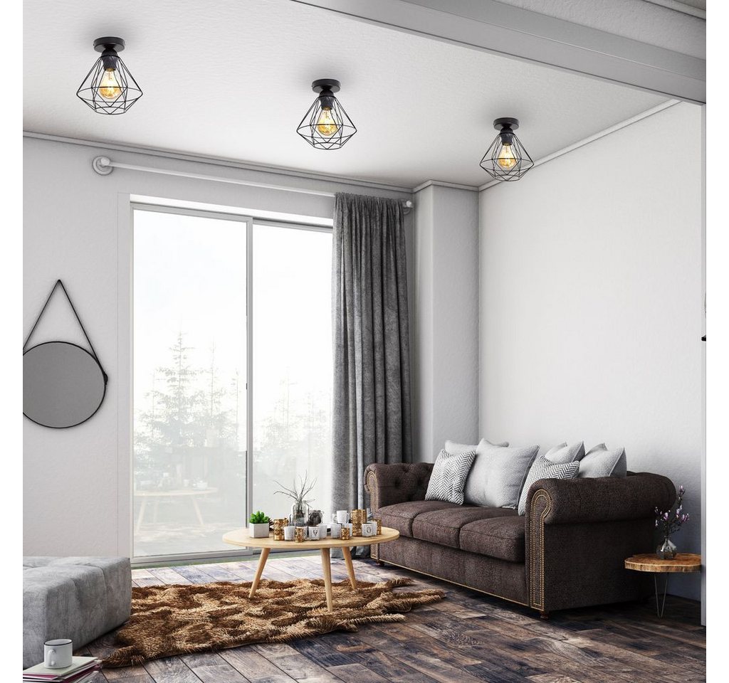 B.K.Licht LED Deckenleuchte Retro Deckenlampe Draht 1-flammig max. 40 Watt - BKL1234, ohne Leuchtmittel, 3000K - Warmweiß – Bild 2 von 5