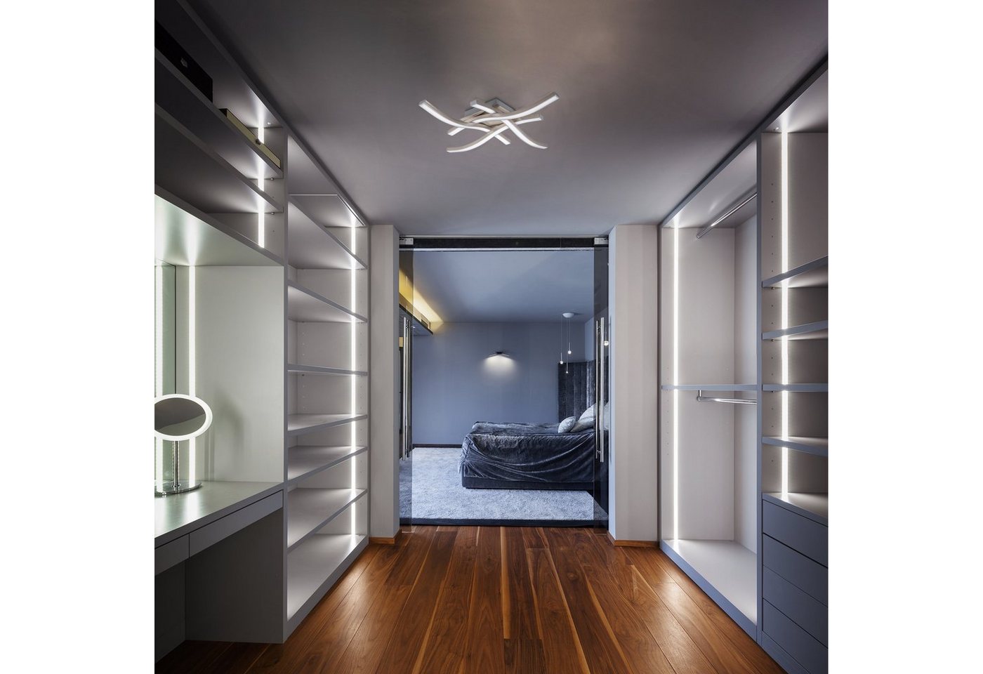 B.K.Licht LED Deckenleuchte, LED fest integriert, Neutralweiß, Deckenlampe, neutralweiß, 20 Watt 2.000 Lumen, Aluoptik, geschwungen – Bild 4 von 5