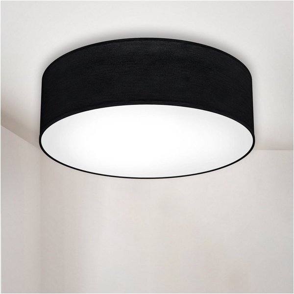 B.K.Licht LED Deckenleuchte, ohne Leuchtmittel, Deckenlampe, Textil Lampenschirm, schwarz, Schlafzimmer, Wohnzimmer
