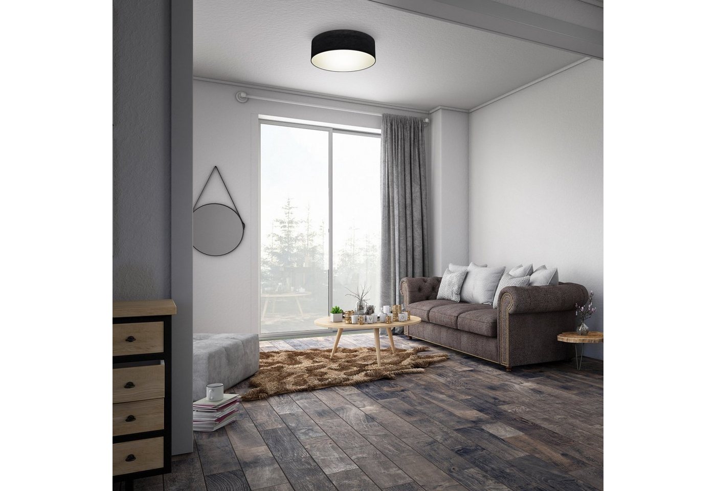 B.K.Licht LED Deckenleuchte, ohne Leuchtmittel, Deckenlampe, Textil Lampenschirm, schwarz, Schlafzimmer, Wohnzimmer – Bild 5 von 5