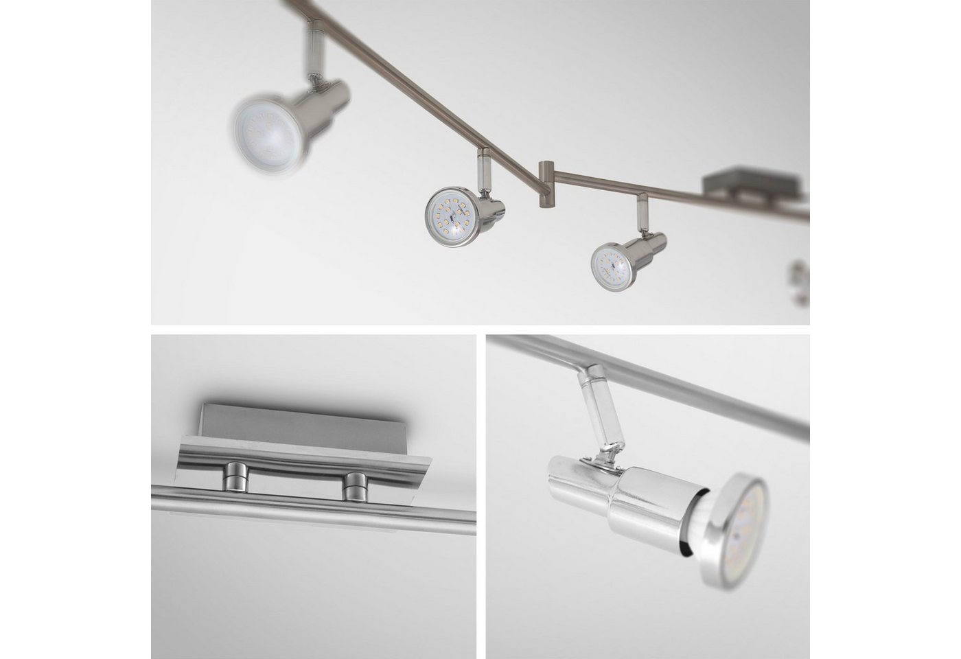 B.K.Licht LED Deckenspots, LED wechselbar, Warmweiß, Deckenleuchte, schwenkbar, drehbar, chromfarbene Spots inkl. 5W 400lm – Bild 3 von 5