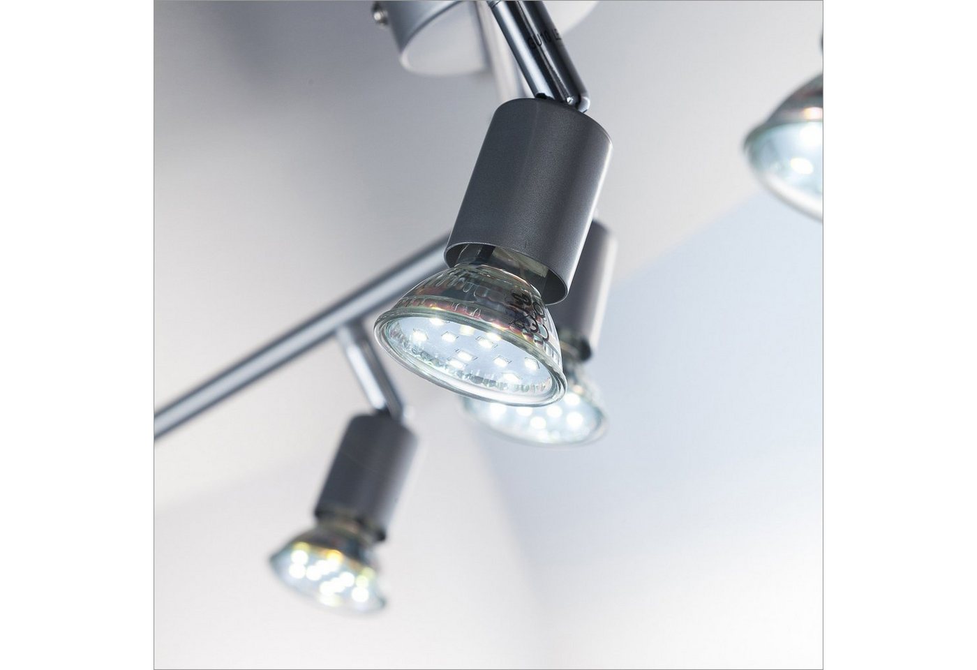 B.K.Licht LED Deckenspots, Leuchtmittel wechselbar, Warmweiß, LED Deckenleuchte, schwenkbar, Spots, inkl. 6x GU10 Leuchtmittel – Bild 4 von 5