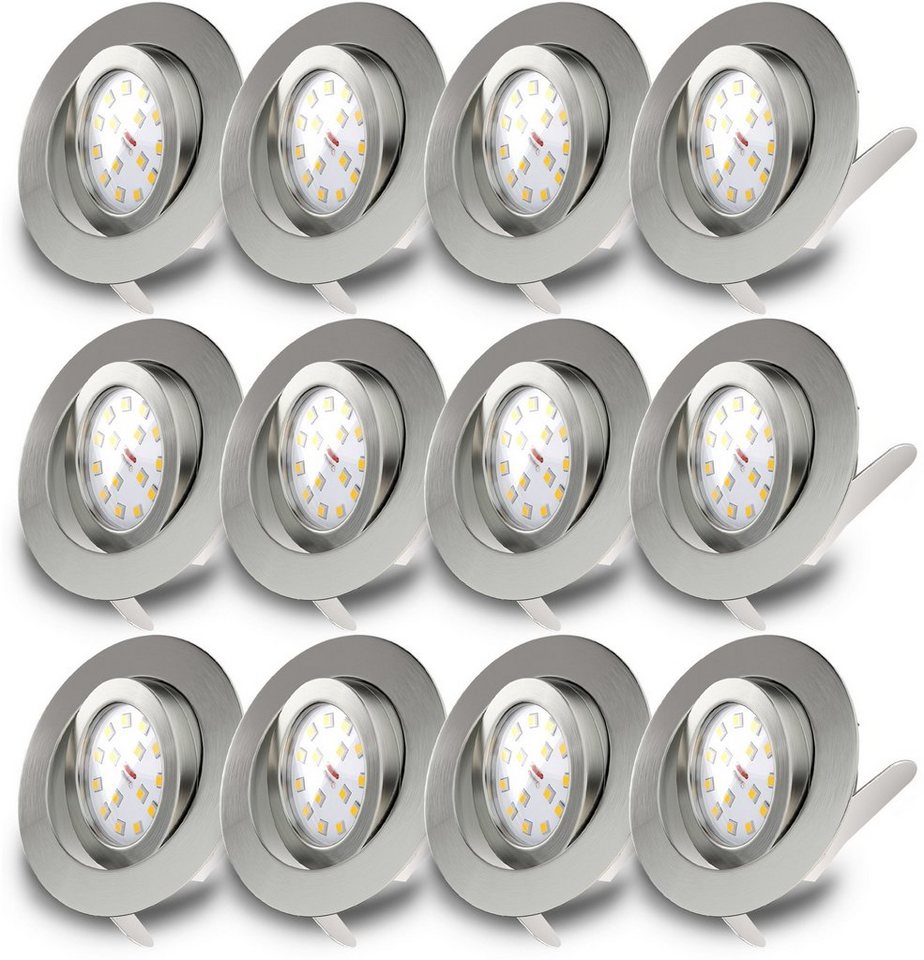 B.K.Licht LED Einbauleuchte 12er Set Einbaustrahler, Schwenkbare Deckenspots, flache Spots, LED fest integriert, Warmweiß, 3.000K, 400Lm, 4,8W, Kunststoff, 8,2  – Bild 2 von 5