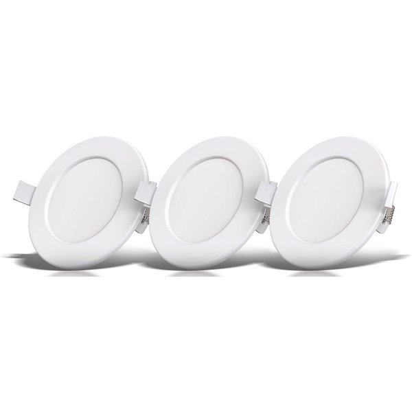 B.K.Licht LED Einbauleuchte 3er Set Bad Einbaustrahler, IP44 geschützt, flache Einbauspots, LED fest integriert, Warmweiß, 3.000K, 450Lm, 6W, Kunststoff, 11,5 x
