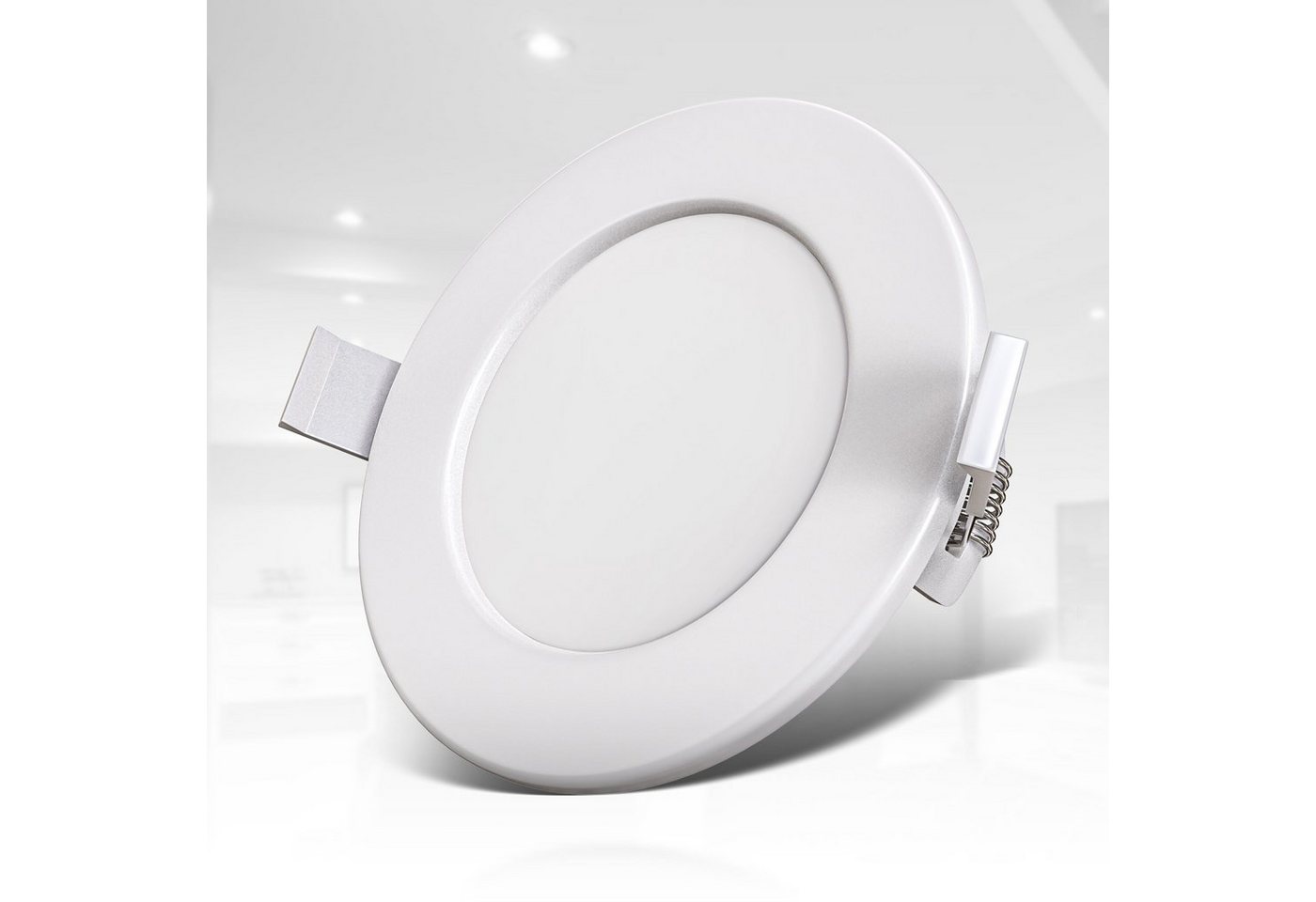 B.K.Licht LED Einbauleuchte 3er Set Bad Einbaustrahler, IP44 geschützt, flache Einbauspots, LED fest integriert, Warmweiß, 3.000K, 450Lm, 6W, Kunststoff, 11,5 x – Bild 5 von 5