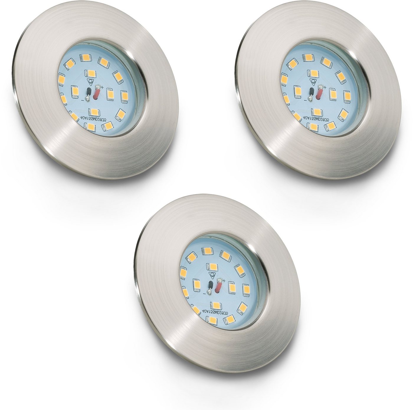B.K.Licht LED Einbauleuchte 3er Set Bad Einbaustrahler, IP44 geschützt, LED Einbauspots, flach, LED fest integriert, Warmweiß, 3.000K, 400Lm, 4,8W, Kunststoff,  – Bild 2 von 5