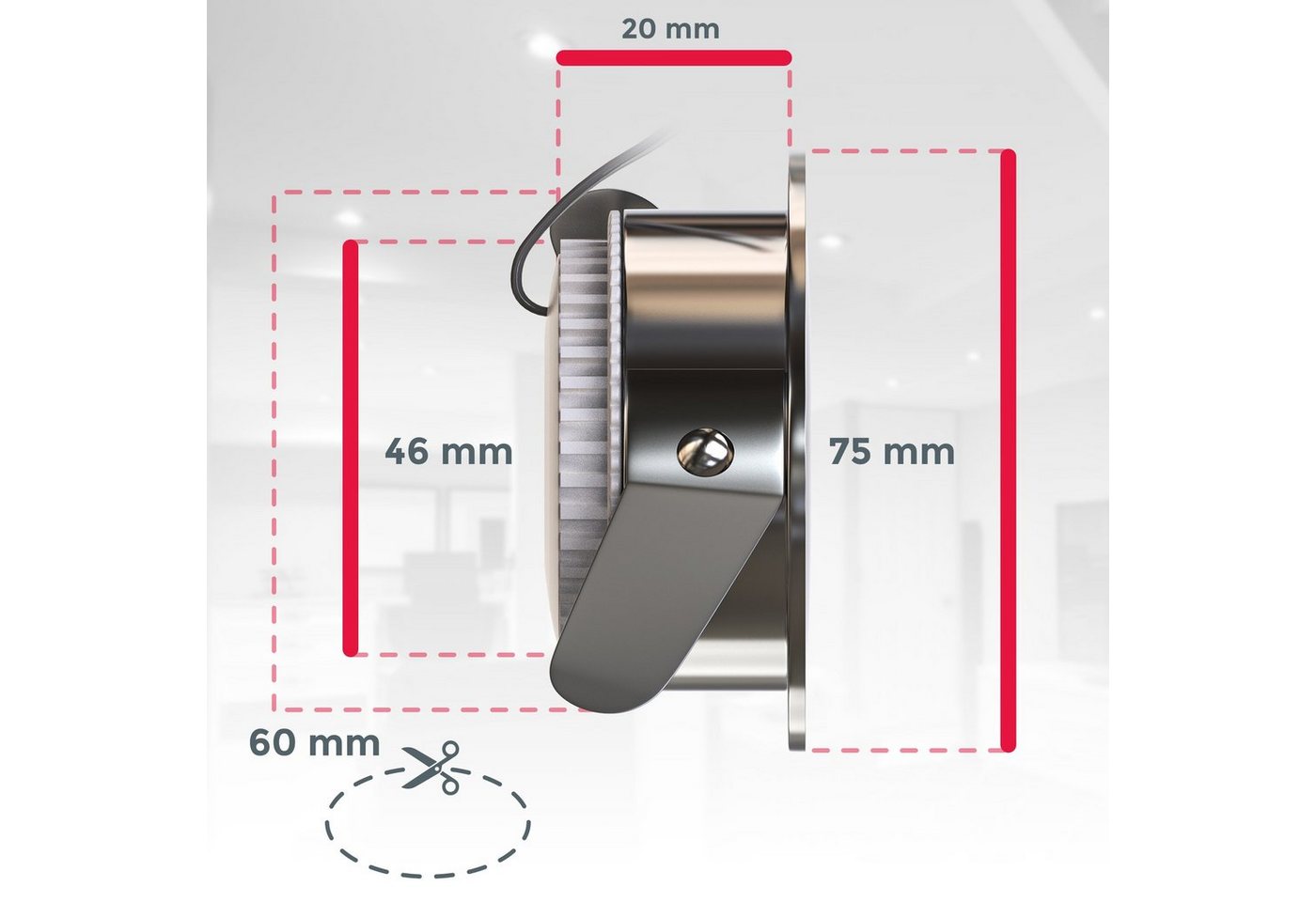 B.K.Licht LED Einbauleuchte 3er Set Bad Einbaustrahler, IP44 geschützt, LED Einbauspots, flach, LED fest integriert, Warmweiß, 3.000K, 400Lm, 4,8W, Kunststoff,  – Bild 4 von 5