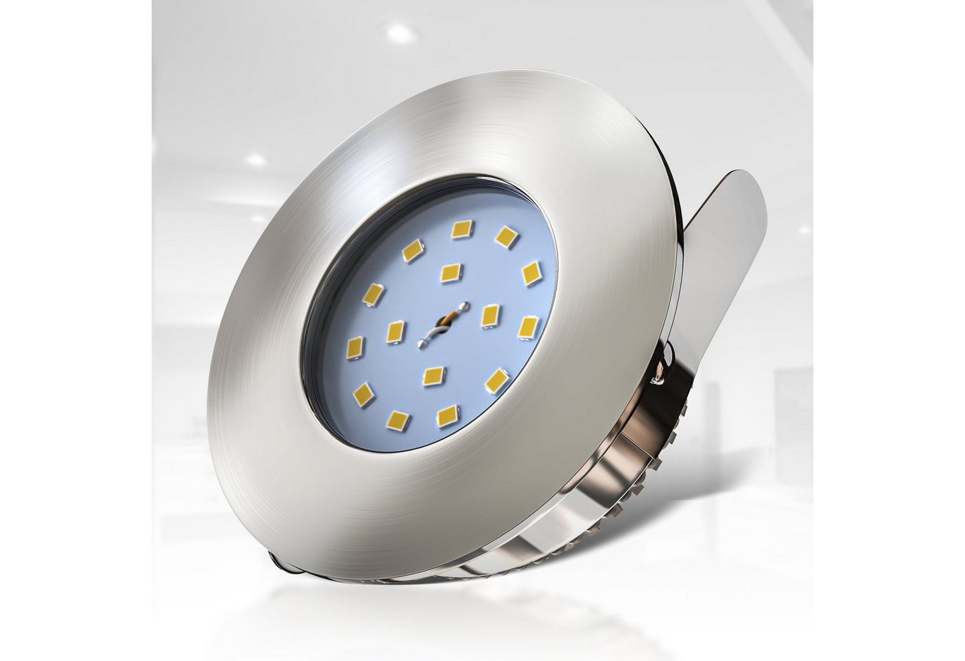B.K.Licht LED Einbauleuchte 3er Set Bad Einbaustrahler, IP44 geschützt, LED Einbauspots, flach, LED fest integriert, Warmweiß, 3.000K, 400Lm, 4,8W, Kunststoff,  – Bild 5 von 5