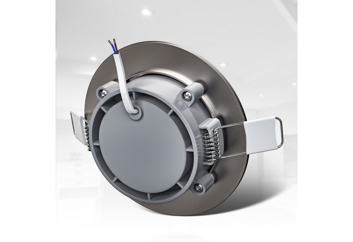 B.K.Licht LED Einbauleuchte 3er Set Bad Einbaustrahler, Dimmbar, IP44, LED Einbauspots, Dimmfunktion, LED fest integriert, Warmweiß, 3.000K, 460Lm, 5W, Kunststo – Bild 2 von 5