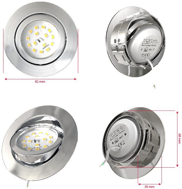 B.K.Licht LED Einbauleuchte 5er Set Einbaustrahler, Dimmbare Deckenstrahler, flache Spots, Dimmfunktion, LED fest integriert, Warmweiß, 3.000K, 470Lm, 5,5W, Kun – Bild 3 von 5