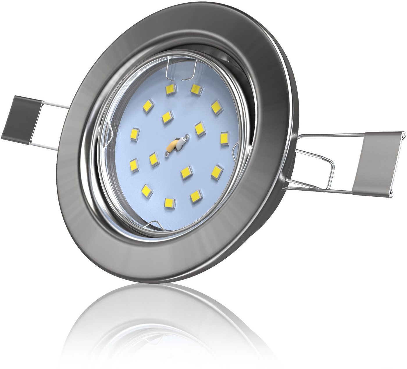 B.K.Licht LED Einbauleuchte 5er Set Einbaustrahler, Schwenkbare Deckenstrahler, flache Spots, LED fest integriert, Warmweiß, 3.000K, 400Lm, 4,8W, Kunststoff, 8, – Bild 3 von 5