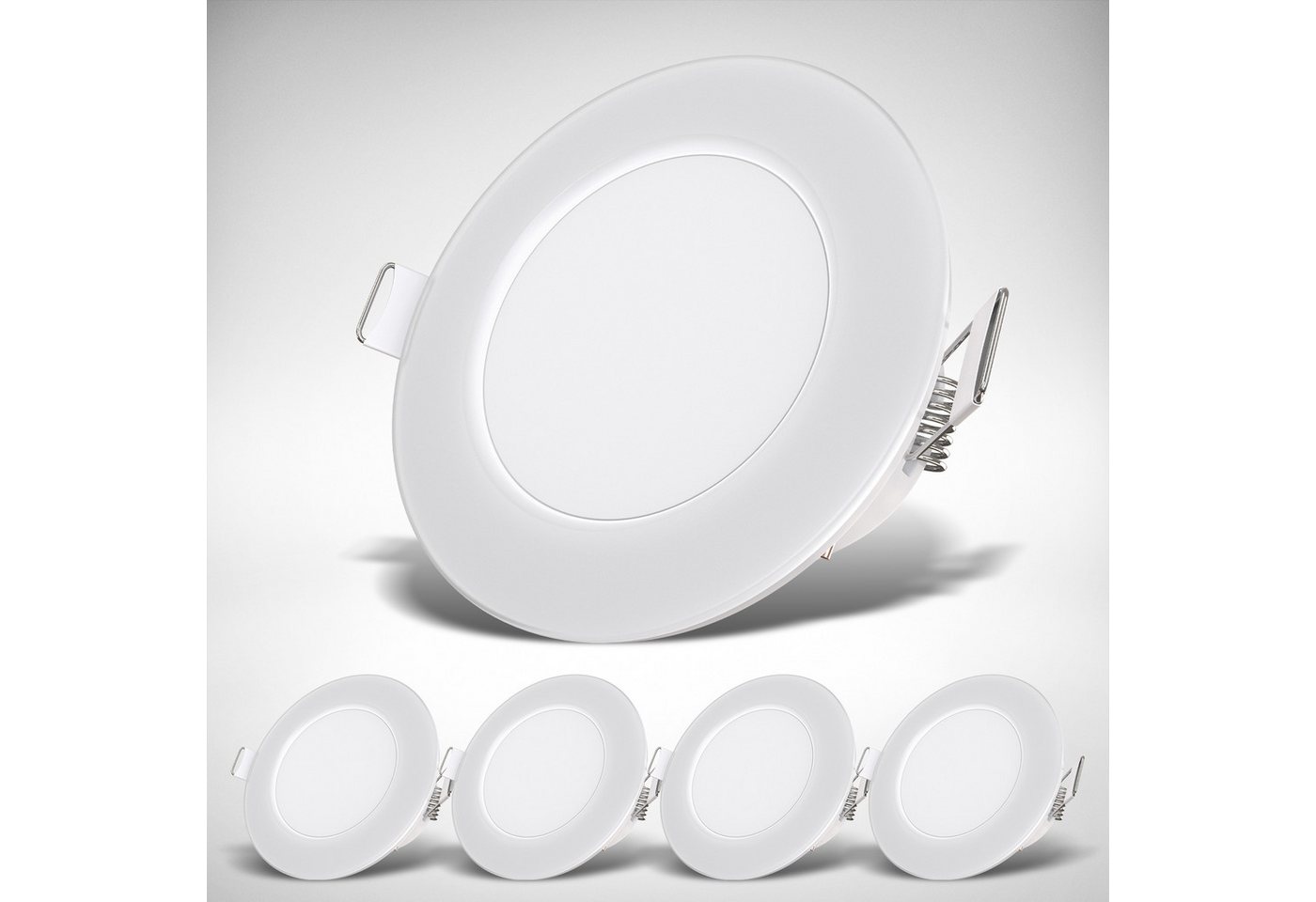 B.K.Licht LED Einbauleuchte 5er Set LED Bad Einbaustrahler, IP65 geschützt, flache LED Einbauspots, LED fest integriert, Neutralweiß, 4.000K, 350Lm, 3W, Kunstst – Bild 2 von 5