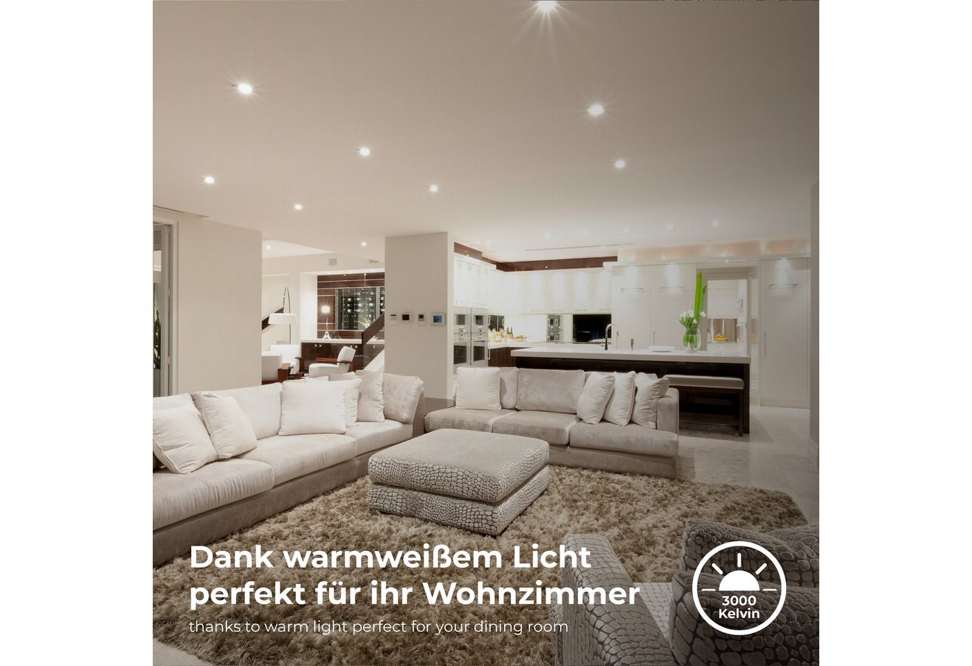 B.K.Licht LED Einbauleuchte 6er Set Bad Einbaustrahler, IP65, Schwenkbare Deckenspots, LED fest integriert, Warmweiß, 3.000K, 480Lm, 4,9W, Kunststoff, 9 x 4,2 c – Bild 4 von 5