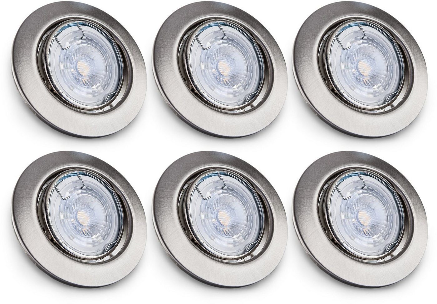 B.K.Licht LED Einbauleuchte 6er Set Einbaustrahler, Dimmbar, Schwenkbar, LED Einbauspots, Dimmfunktion, Leuchtmittel wechselbar, Warmweiß, 3.000K, 400Lm, 5,5W,  – Bild 2 von 5