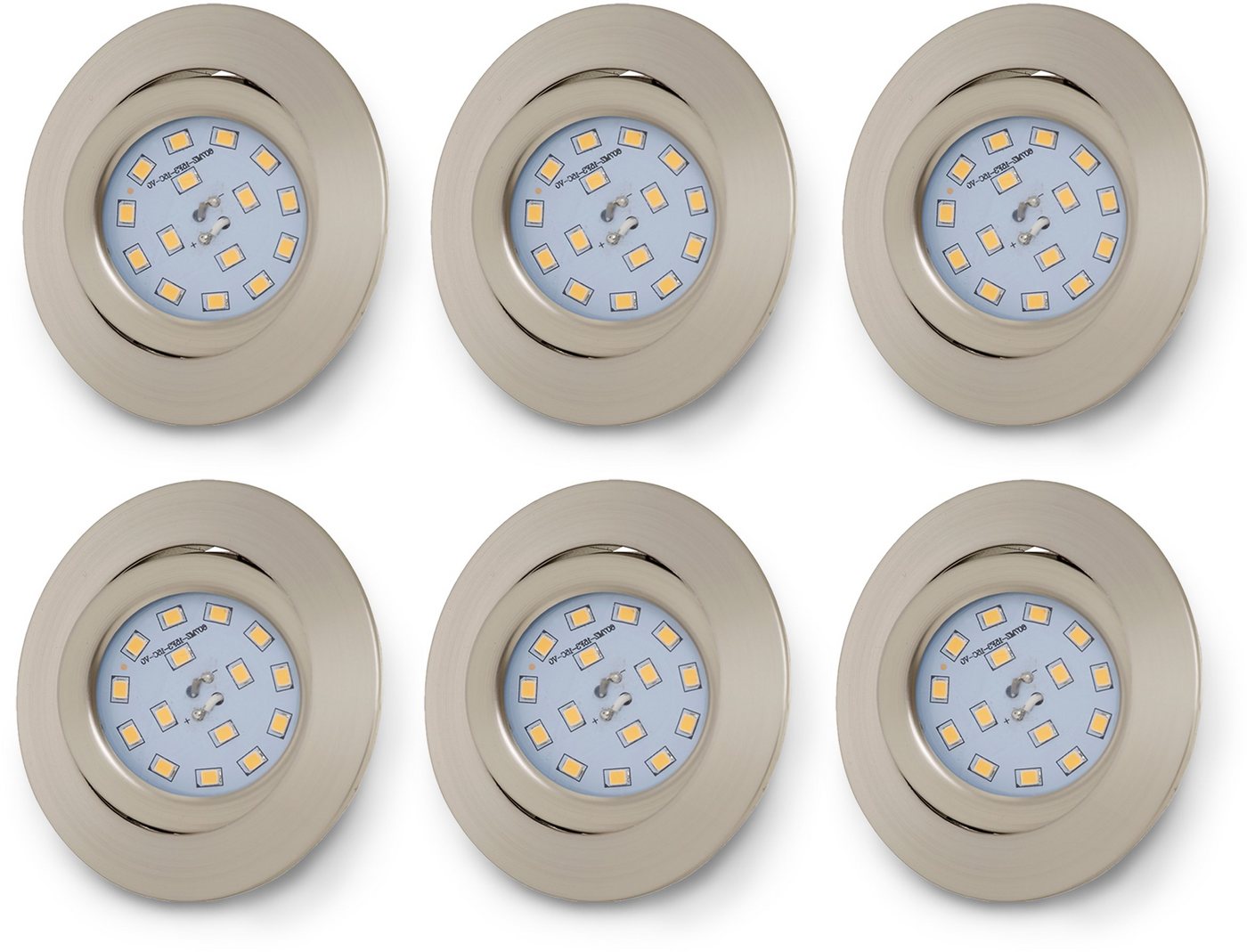B.K.Licht LED Einbauleuchte 6er Set Einbaustrahler, Schwenkbare Deckenspots, flache Spots, LED fest integriert, Warmweiß, 3.000K, 400Lm, 4,8W, Kunststoff, 8,2 x – Bild 2 von 5