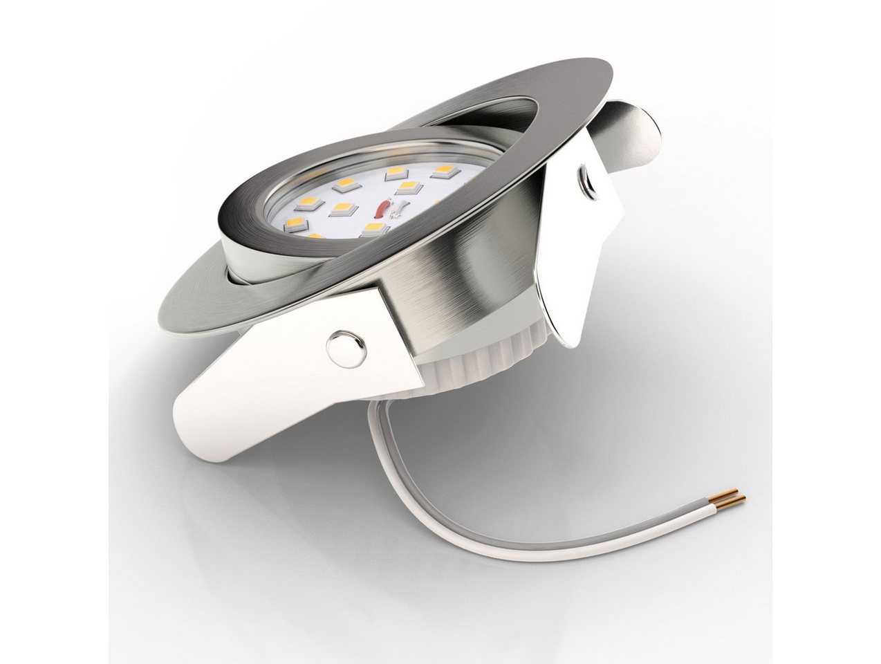 B.K.Licht LED Einbauleuchte 6er Set Einbaustrahler, Schwenkbare Deckenspots, flache Spots, LED fest integriert, Warmweiß, 3.000K, 400Lm, 4,8W, Kunststoff, 8,2 x – Bild 3 von 5