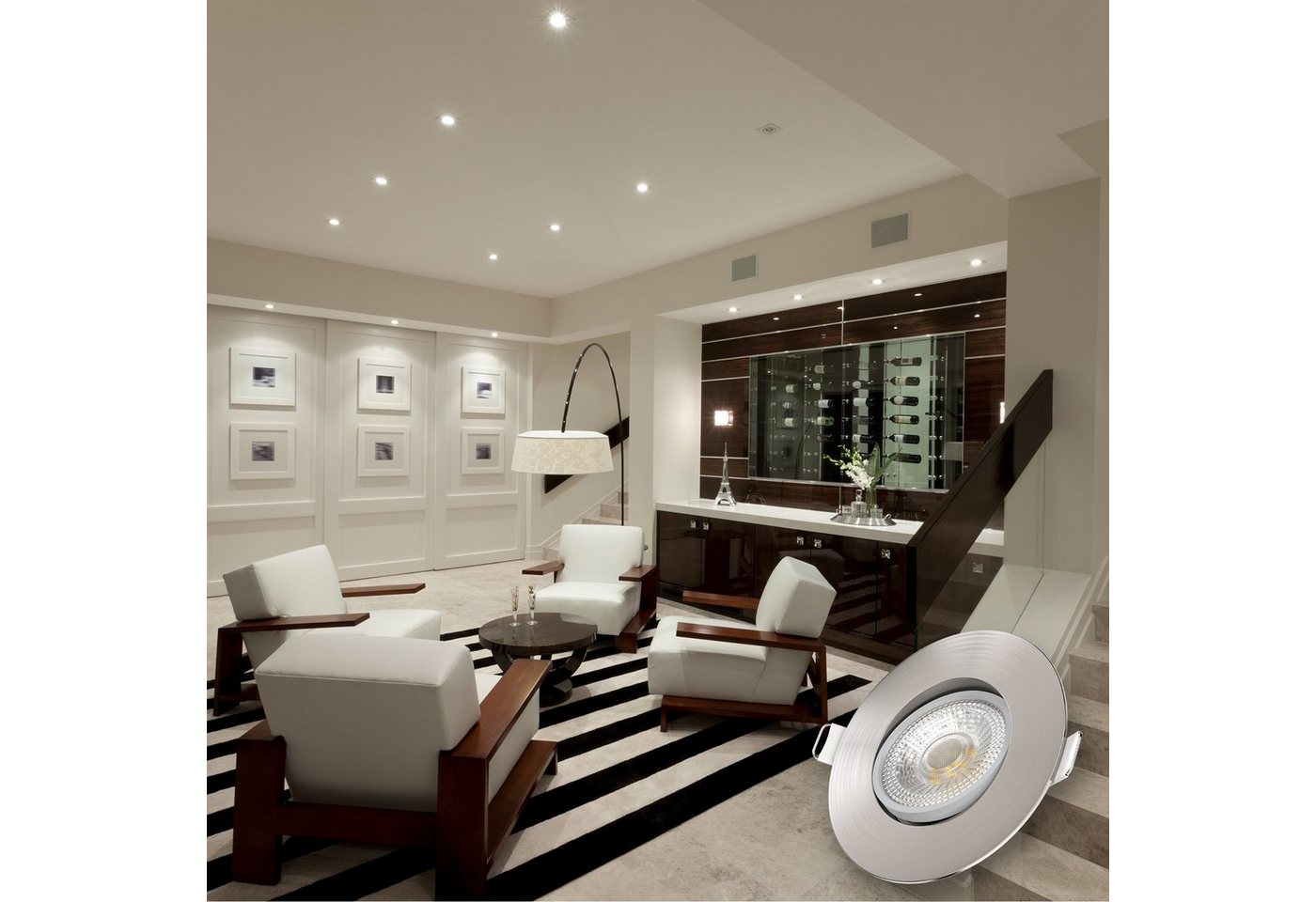 B.K.Licht LED Einbauleuchte 6er Set Einbaustrahler, Dimmbar, Schwenkbar, LED Einbauspots, Dimmfunktion, LED fest integriert, Warmweiß, 3.000K, 480Lm, 4,9W, Kuns – Bild 5 von 5