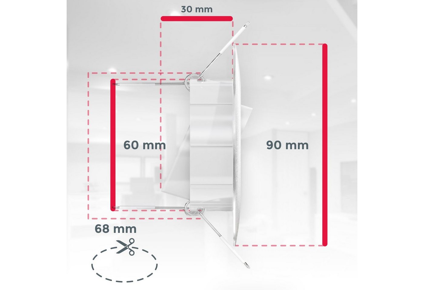 B.K.Licht LED Einbauleuchte 6er Set Einbaustrahler, Schwenkbare Spots, flache Deckenstrahler, LED fest integriert, Warmweiß, 3.000K, 480Lm, 4,9W, Kunststoff, 9  – Bild 4 von 5