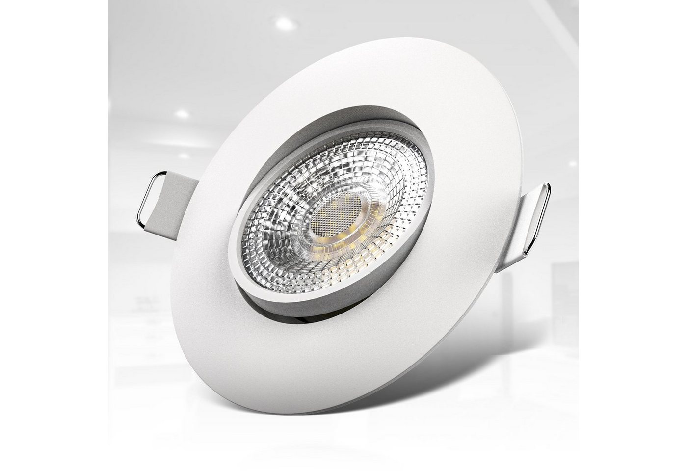 B.K.Licht LED Einbauleuchte 6er Set Einbaustrahler, Schwenkbare Spots, flache Deckenstrahler, LED fest integriert, Warmweiß, 3.000K, 480Lm, 4,9W, Kunststoff, 9  – Bild 5 von 5
