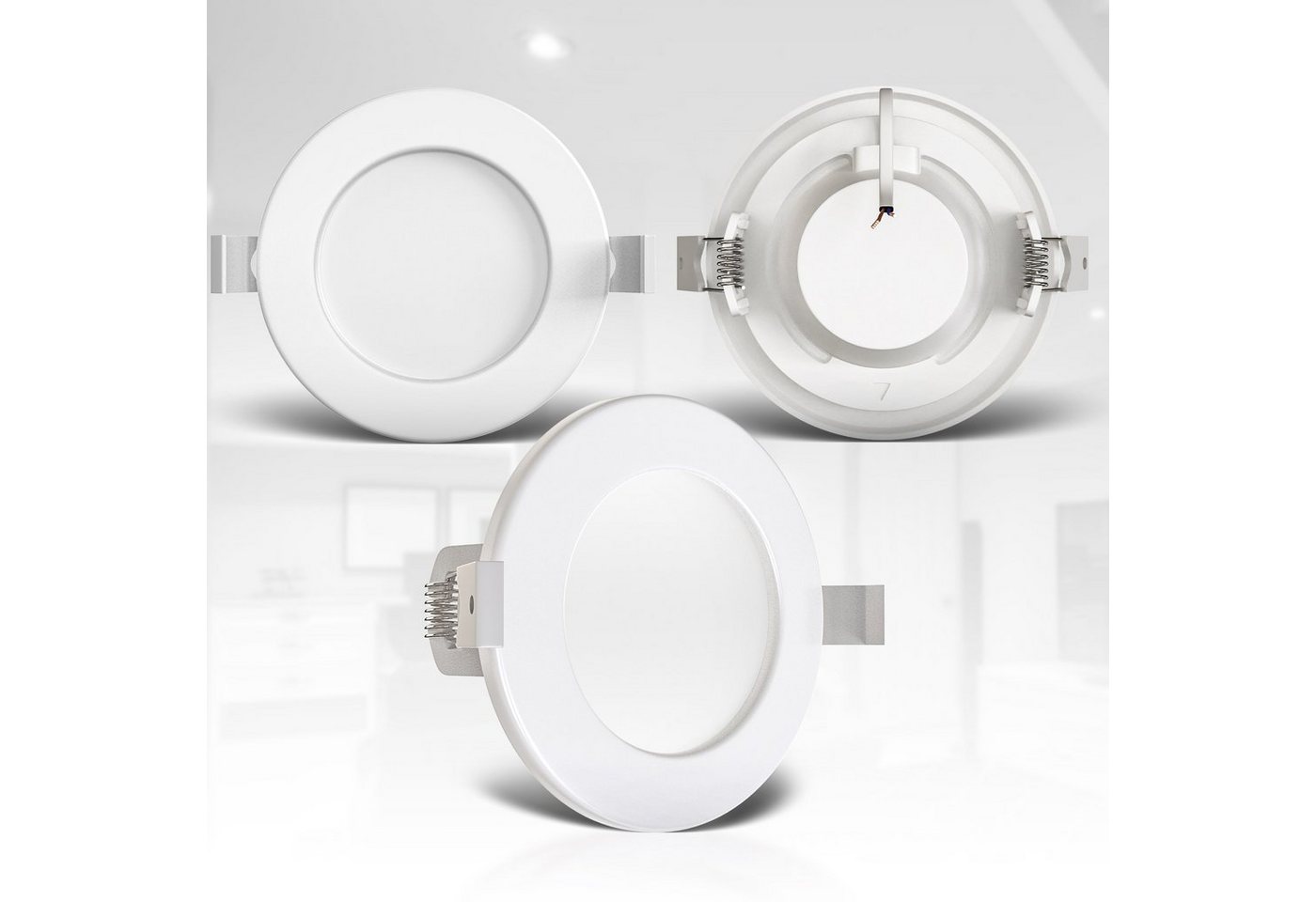 B.K.Licht LED Einbauleuchte BK_EL1274 9er Set Bad Einbauspots, IP44, flache Einbaustrahler, LED fest integriert, Warmweiß, 3.000K, 450Lm, 6W, Kunststoff, 11,5 x – Bild 4 von 5