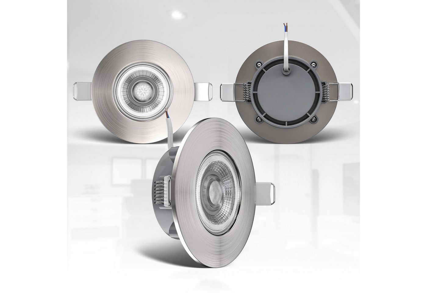 B.K.Licht LED Einbauleuchte BK_EL1278 6er Set Bad Einbaustrahler, IP44 geschützt, flache Spots, LED fest integriert, Warmweiß, 3.000K, 480Lm, 4,9W, Kunststoff,  – Bild 5 von 5