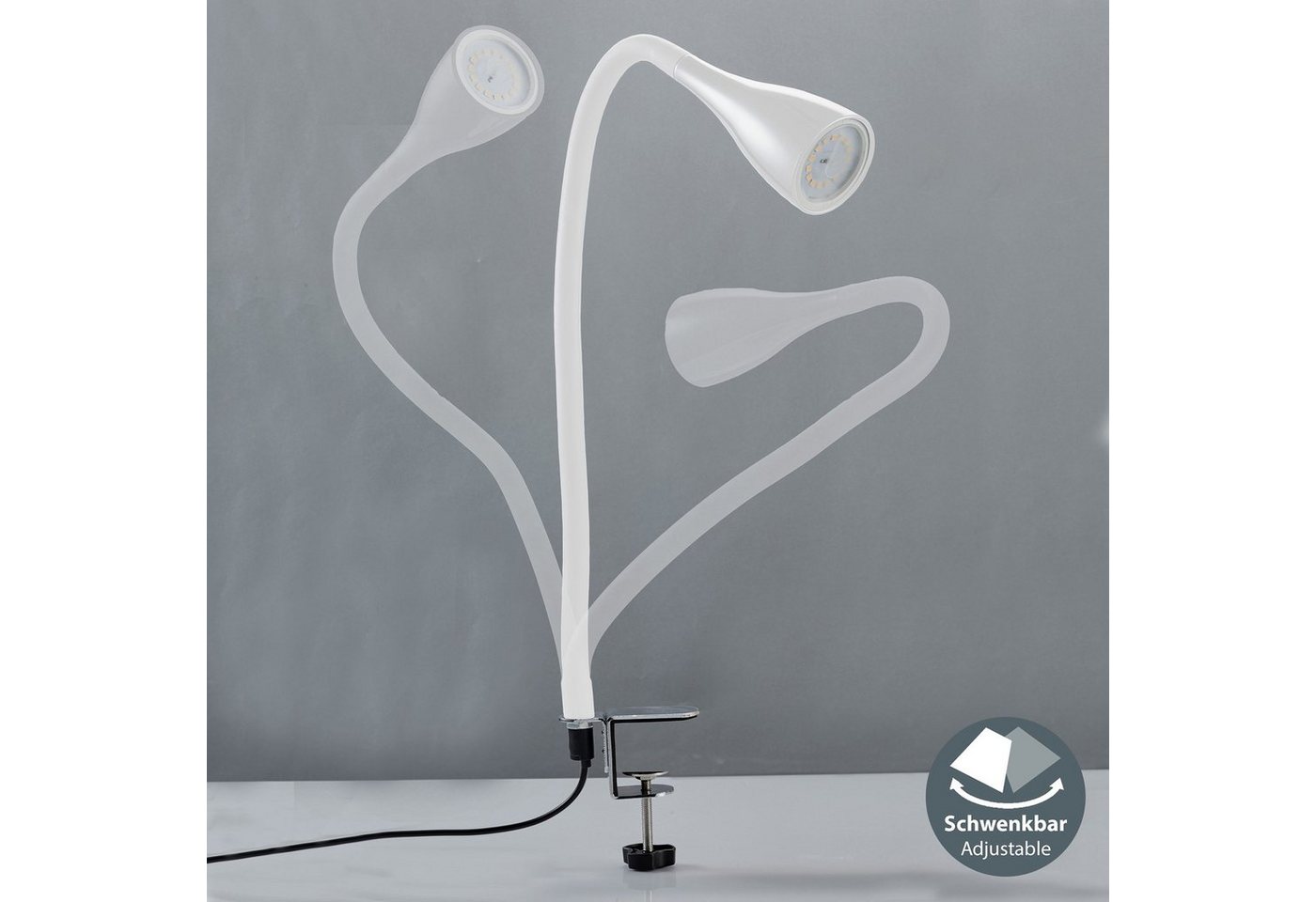 B.K.Licht LED Klemmleuchte Sirius, Dimmfunktion, mehrere Helligkeitsstufen, Leuchtmittel wechselbar, Warmweiß, LED Tischleuchte dimmbar Schreibtisch Büroleuchte – Bild 3 von 5
