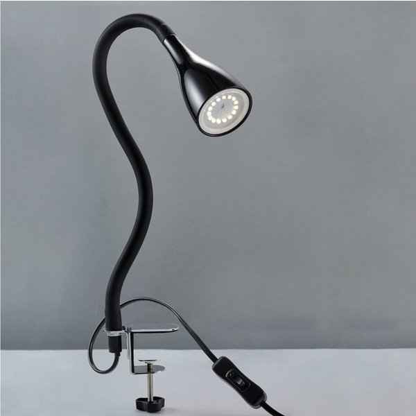 B.K.Licht LED Klemmleuchte Sirius, Dimmfunktion, mehrere Helligkeitsstufen, Leuchtmittel wechselbar, Warmweiß, 3-stufig, dimmbar, flexibler Schwanenhals mit Sil