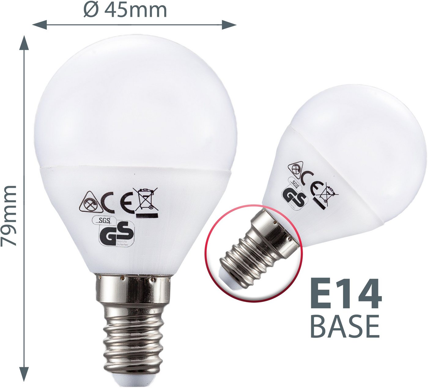 B.K.Licht LED-Leuchtmittel, E14, 5 St., Warmweiß, LED-Lampe Glühbirne 5 Watt 470 Lumen 3.000 Kelvin Energiesparlampe – Bild 2 von 5