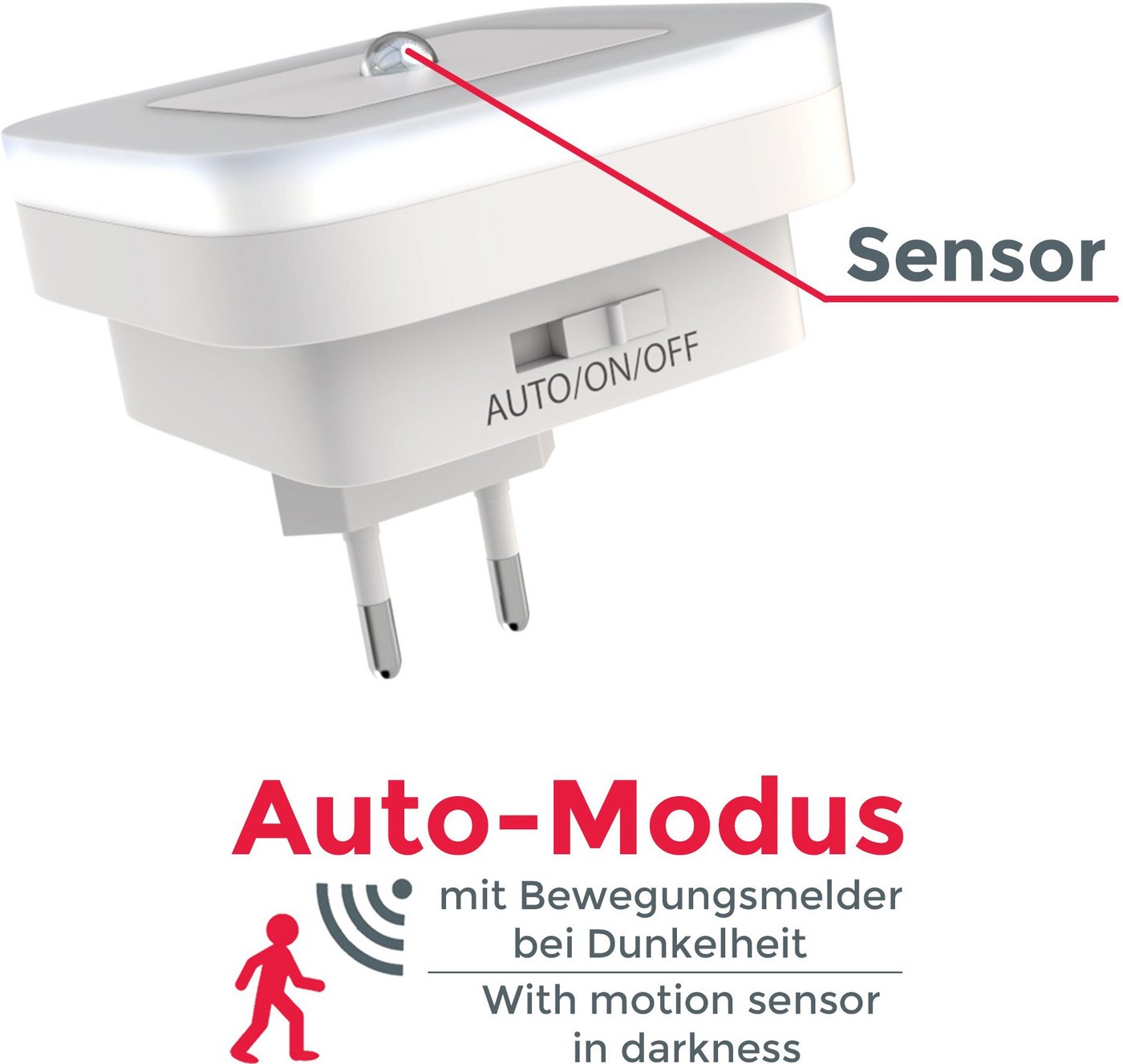B.K.Licht LED Nachtlicht Start, Bewegungsmelder, Nachtlichtfunktion, LED fest integriert, Warmweiß, Nachtleuchte, Flurlicht, Bewegungsmelder, Dämmerungssensor,  – Bild 3 von 5
