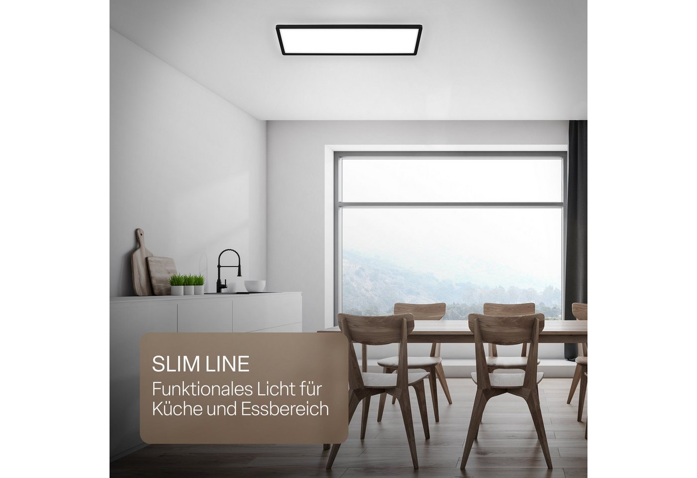 B.K.Licht LED Panel SHALLOW, LED fest integriert, Neutralweiß, 58x20x3 cm, Badlampe, Badezimmer, Küche, Wohnzimmer – Bild 2 von 5