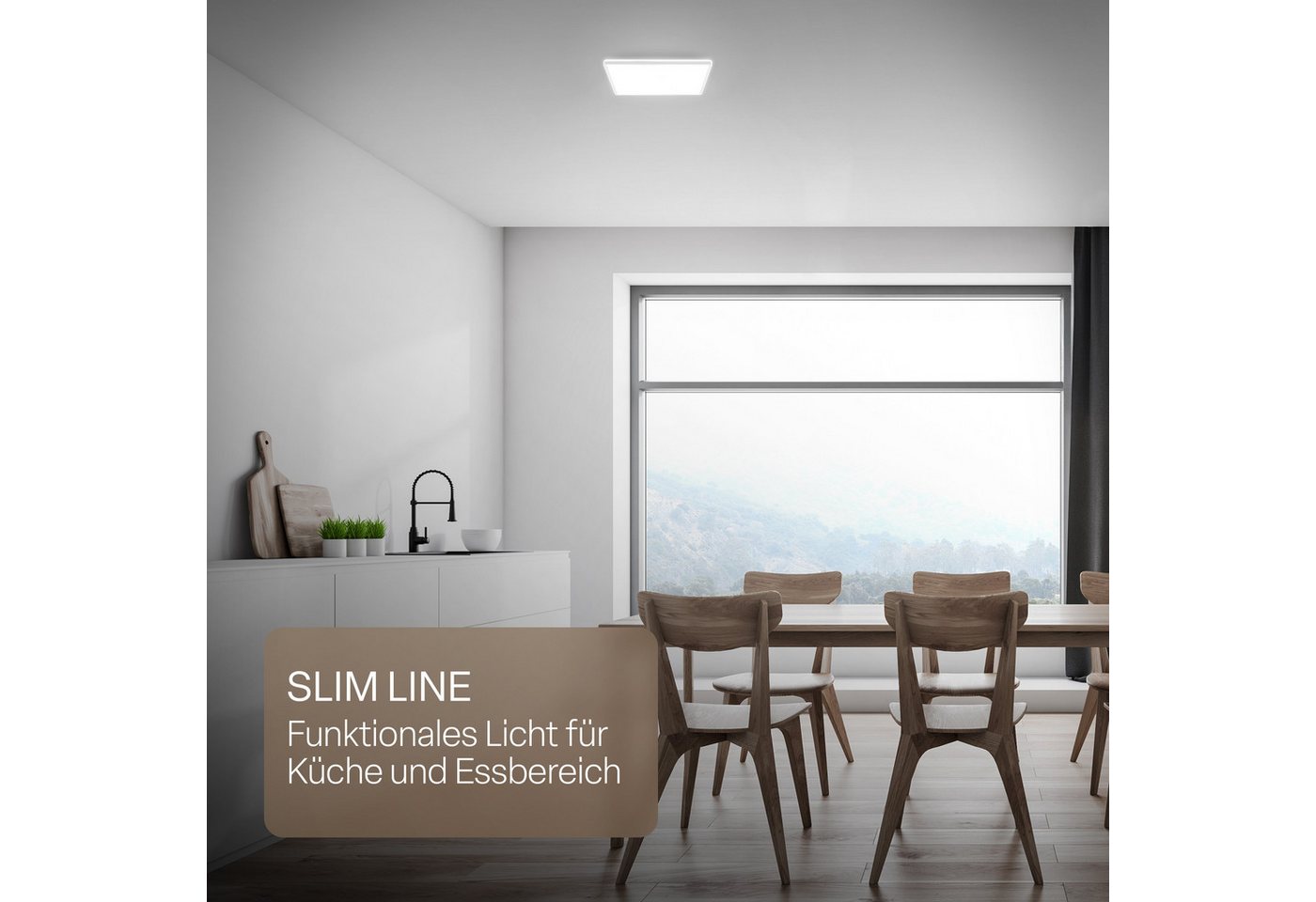B.K.Licht LED Panel SHALLOW, LED fest integriert, Neutralweiß, 24x24x3 cm, Badlampe, Badezimmer, Küche, Wohnzimmer – Bild 2 von 5