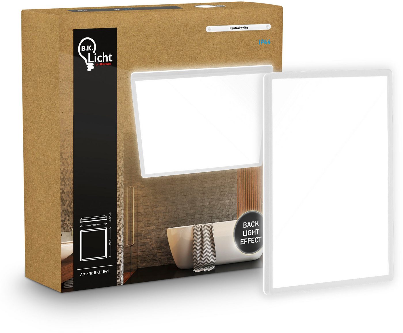 B.K.Licht LED Panel SHALLOW, LED fest integriert, Neutralweiß, 24x24x3 cm, Badlampe, Badezimmer, Küche, Wohnzimmer – Bild 3 von 5
