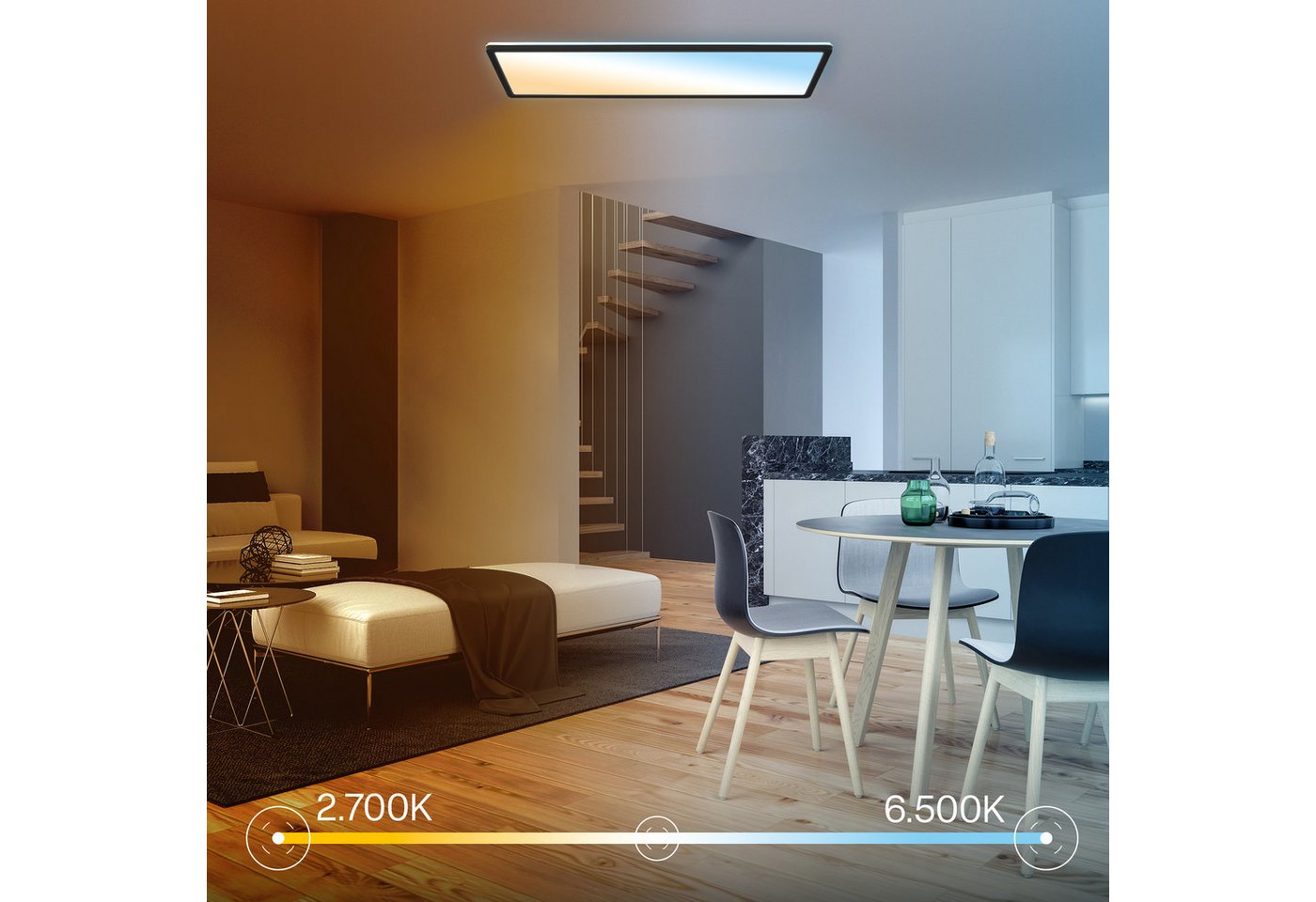 B.K.Licht LED Panel SHALLOW, LED fest integriert, Neutralweiß, 58x20x3 cm, Badlampe, Badezimmer, Küche, Wohnzimmer – Bild 2 von 5