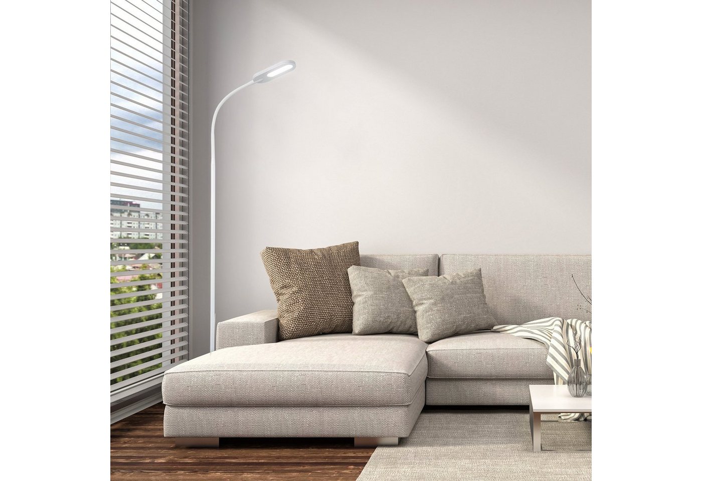 B.K.Licht LED Stehlampe, Dimmfunktion, Memoryfunktion, mehrere Helligkeitsstufen, LED fest integriert, Neutralweiß, Kaltweiß, Warmweiß, LED Stehleuchte dimmbar  – Bild 4 von 5