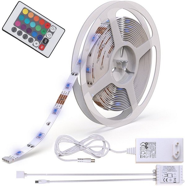 B.K.Licht LED-Streifen Lucilla, LED Band, RGB, Fernbedienung, selbstklebend, Farbwechsel, kürzbar
