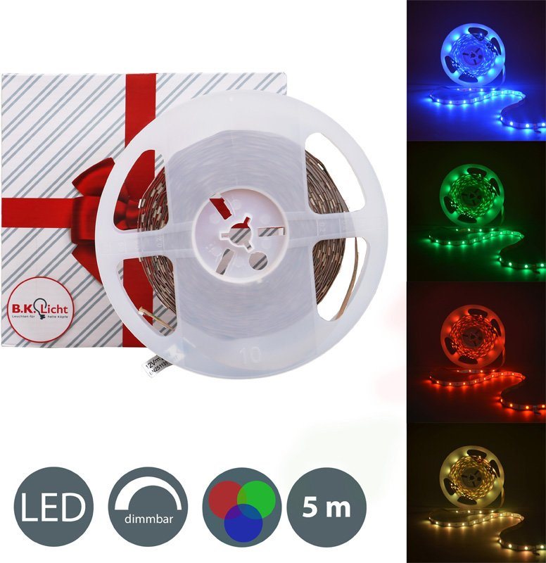 B.K.Licht LED-Streifen Lucilla, LED Band, RGB, Fernbedienung, selbstklebend, Farbwechsel, kürzbar – Bild 2 von 5
