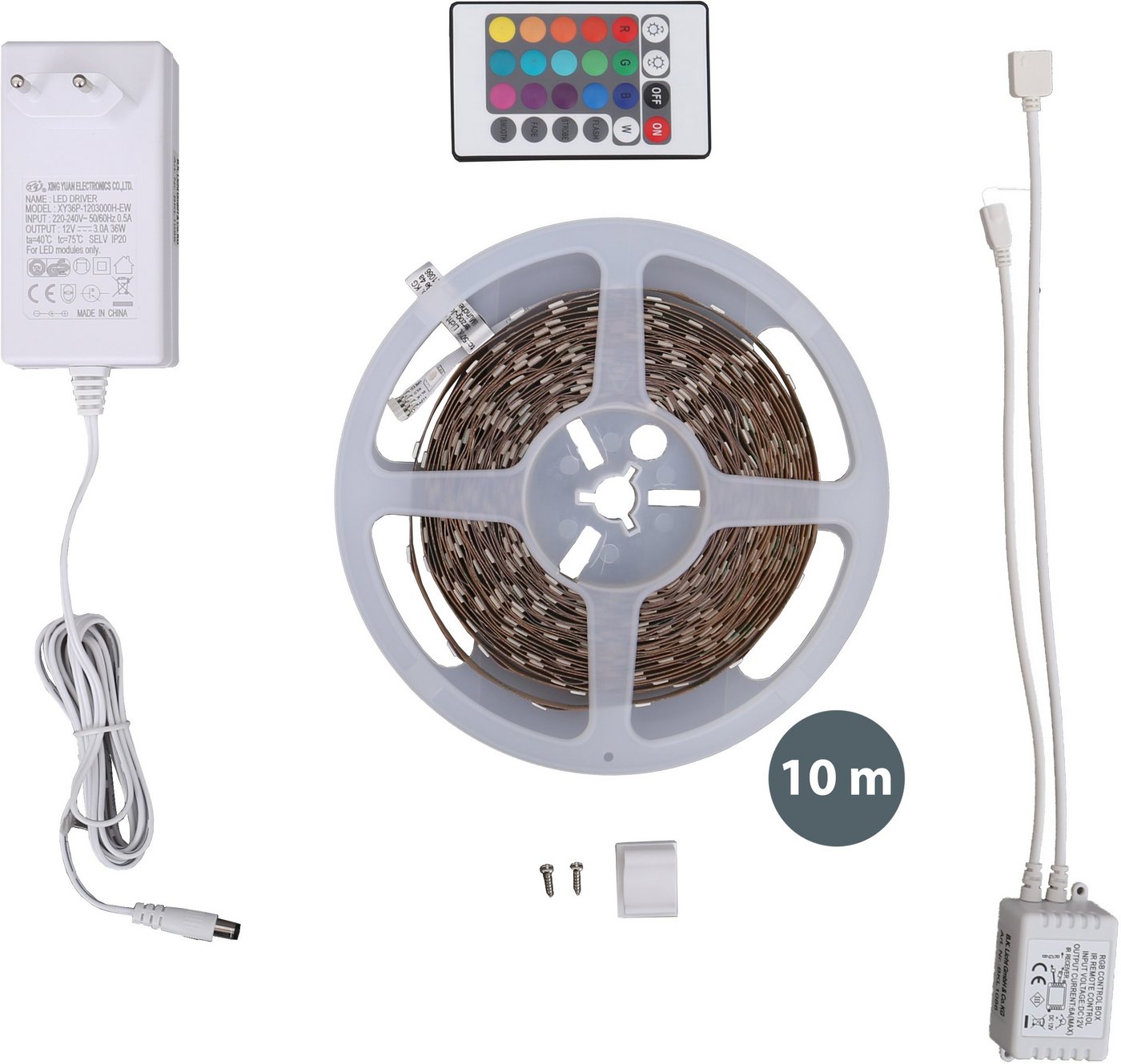 B.K.Licht LED-Streifen Lucilla, LED Band, RGB, Fernbedienung, selbstklebend, Farbwechsel, kürzbar – Bild 3 von 5