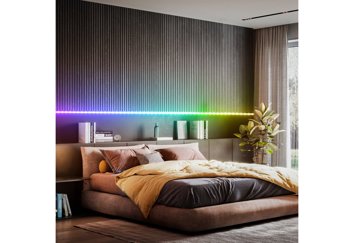 B.K.Licht LED Stripe Wifi RGBIC LED Strip, 10 m, mit App Steuerung, 300-flammig, Lichtleiste, mit Musiksensor, smartes LED Band, Selbstklebend – Bild 2 von 5