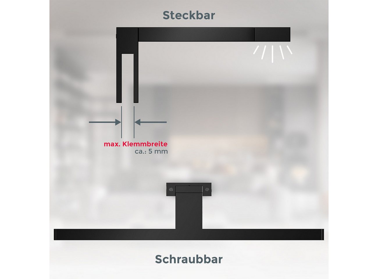 B.K.Licht Spiegelleuchte BK Spiegellampe Bad, neutralweiße Lichtfarbe, klemmbar, LED fest integriert, Neutralweiß, 8W, 4.000K neutralweißes Licht, IP44, Spritzw – Bild 4 von 5