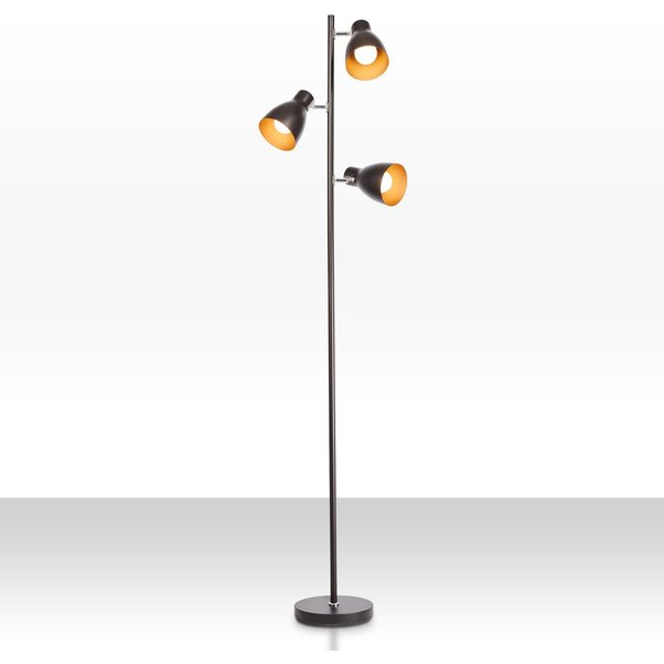 B.K.Licht Stehlampe, ohne Leuchtmittel, LED Stehleuchte Design Standleuchte Retro Vintage Metall schwarz-gold