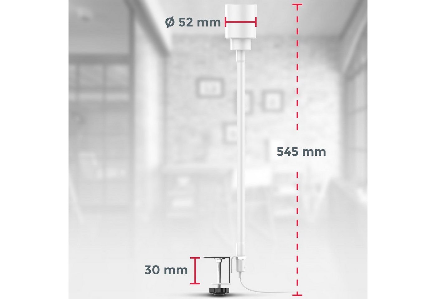 B.K.Licht Tischleuchte, LED wechselbar, Klemmleuchte, warmweiß, flexibler Schwanenhals, Kippschalter, Metall – Bild 4 von 5