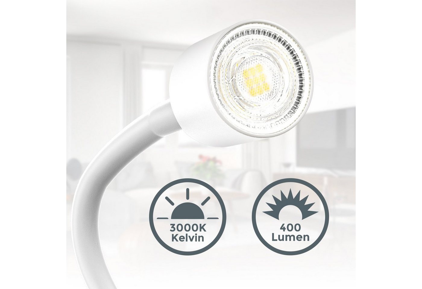 B.K.Licht Tischleuchte, LED wechselbar, Klemmleuchte, warmweiß, flexibler Schwanenhals, Kippschalter, Metall – Bild 5 von 5