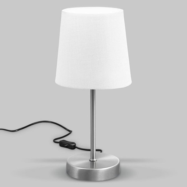 B.K.Licht Tischleuchte, ohne Leuchtmittel, LED Nachttischlampe mit Schalter E14 IP20 Stoff taupe matt-nickel