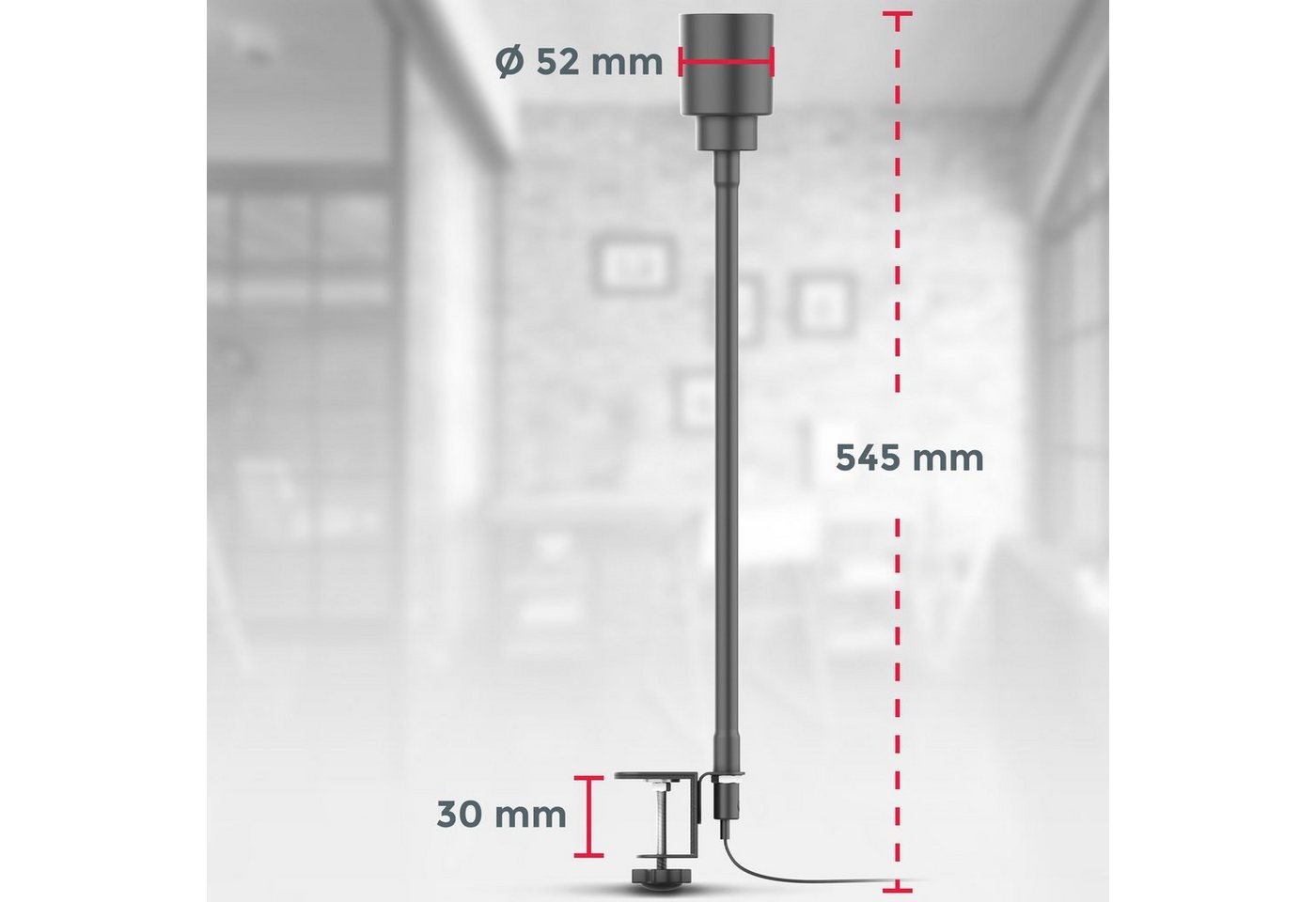B.K.Licht Tischleuchte, LED wechselbar, Klemmleuchte, warmweiß, flexibler Schwanenhals, Kippschalter, Metall – Bild 4 von 5