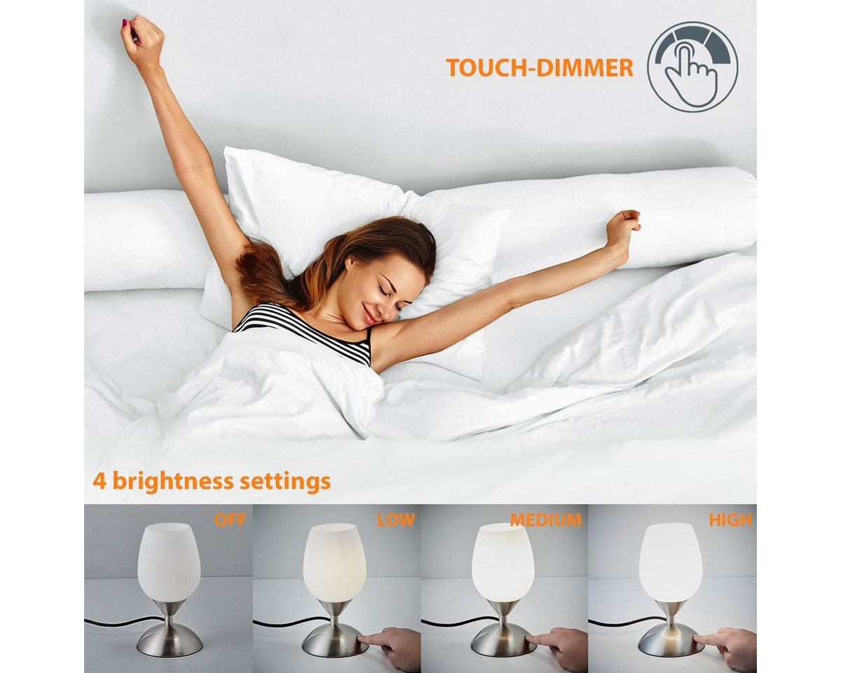 B.K.Licht Tischleuchte, ohne Leuchtmittel, Touchlampe, dimmbar, Nachttisch-Lampe, Schreibtischlampe, Wohnzimmer – Bild 5 von 5