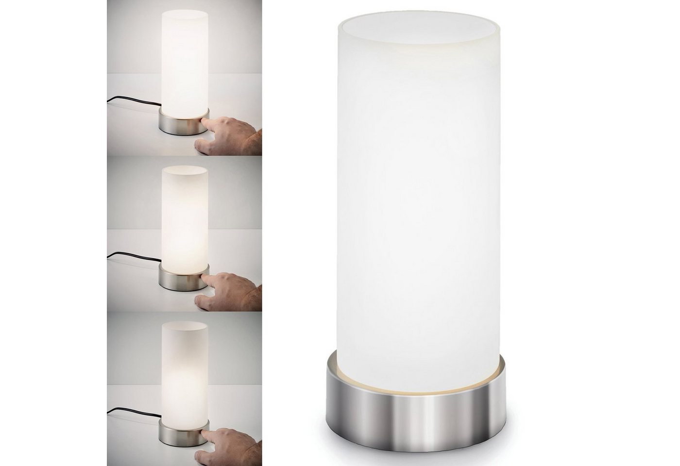B.K.Licht Tischleuchte Isa, ohne Leuchtmittel, LED Tischlampe, Berührungssensor, dimmbar, Touchdimmer Nachttischlampe – Bild 5 von 5