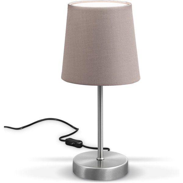 B.K.Licht Tischleuchte, ohne Leuchtmittel, LED Nachttischlampe mit Schalter E14 IP20 Stoff taupe matt-nickel
