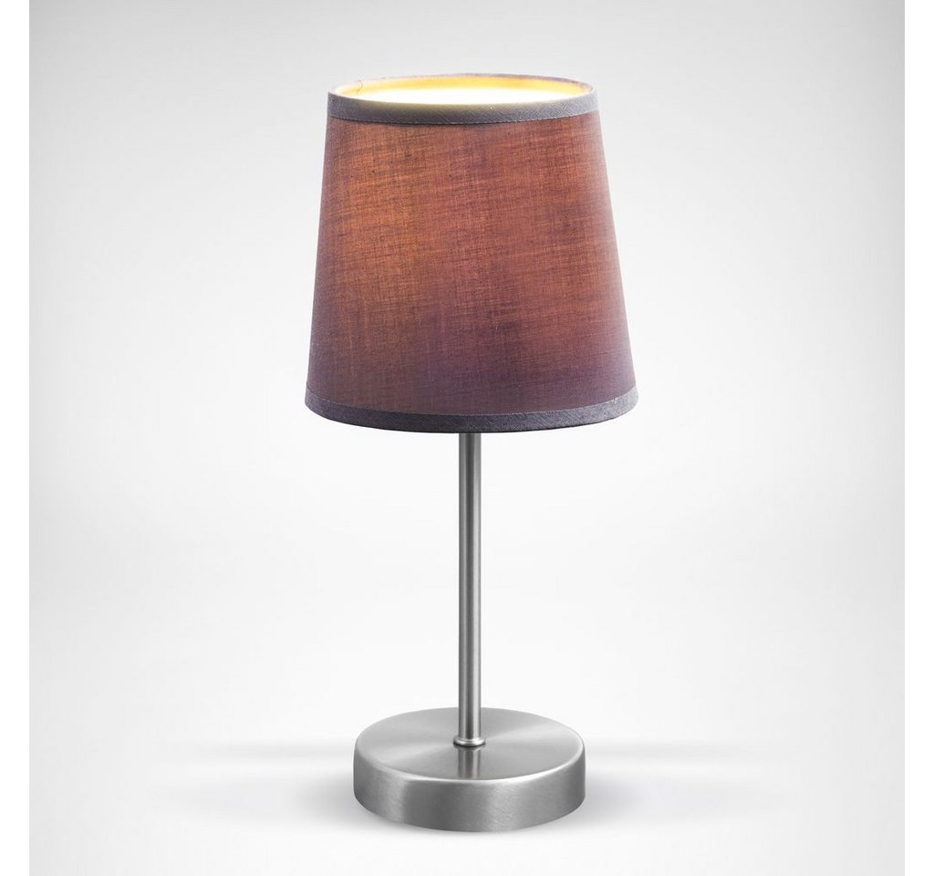 B.K.Licht Tischleuchte, ohne Leuchtmittel, Tischlampe, Stoff, Nachttisch-Leuchte, Wohnzimmerlampe, E14, grau – Bild 2 von 5