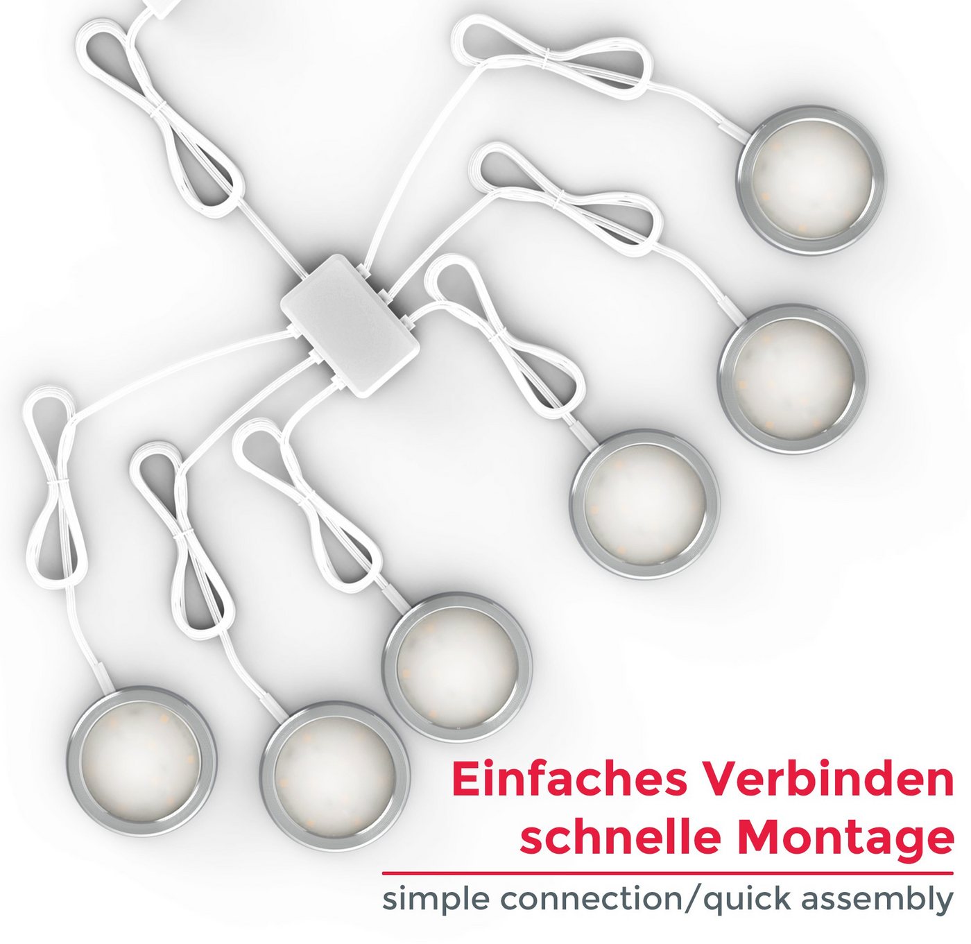 B.K.Licht Unterschrankleuchte, LED fest integriert, Warmweiß, Schranklicht, Unterbauleuchte, flach, Aufputz-Strahler, Spots, 6er SET – Bild 4 von 5